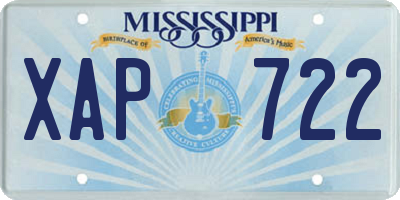 MS license plate XAP722