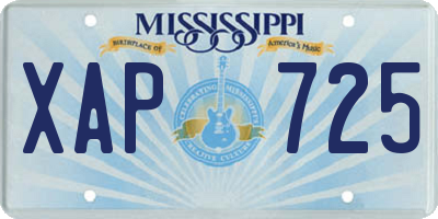 MS license plate XAP725