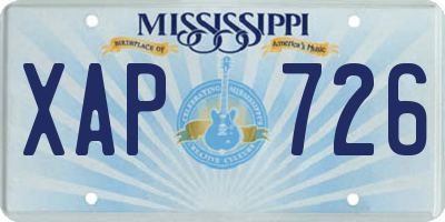 MS license plate XAP726