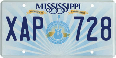 MS license plate XAP728