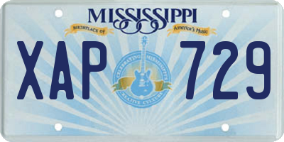 MS license plate XAP729