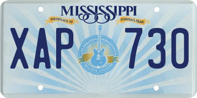 MS license plate XAP730
