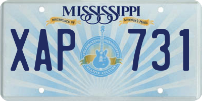 MS license plate XAP731