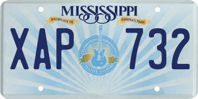 MS license plate XAP732