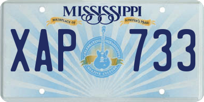 MS license plate XAP733
