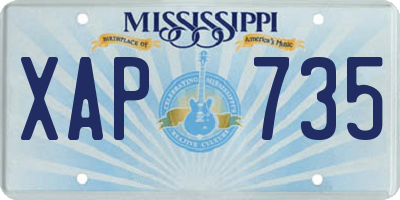 MS license plate XAP735
