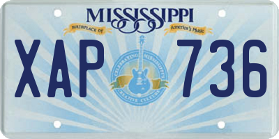 MS license plate XAP736