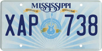 MS license plate XAP738