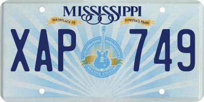 MS license plate XAP749