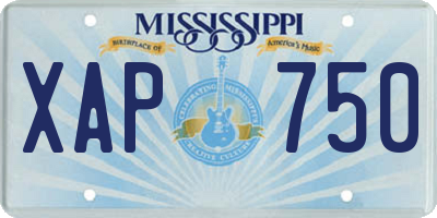 MS license plate XAP750