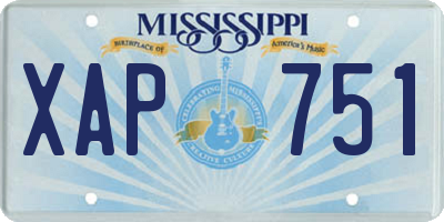 MS license plate XAP751