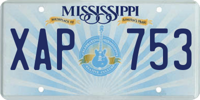 MS license plate XAP753