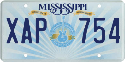 MS license plate XAP754