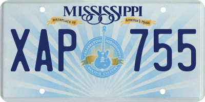 MS license plate XAP755