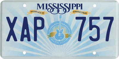 MS license plate XAP757