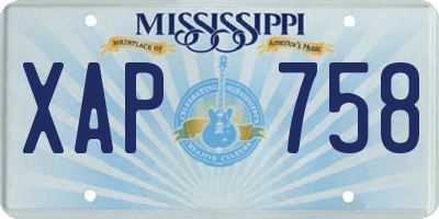 MS license plate XAP758