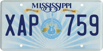 MS license plate XAP759