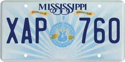 MS license plate XAP760