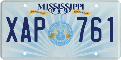 MS license plate XAP761