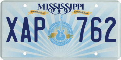 MS license plate XAP762