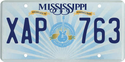 MS license plate XAP763