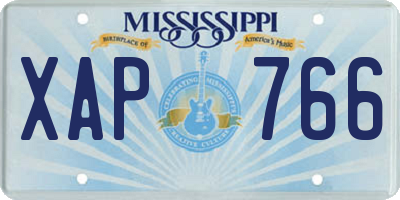 MS license plate XAP766