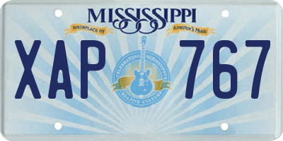 MS license plate XAP767