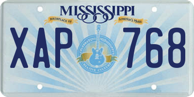 MS license plate XAP768