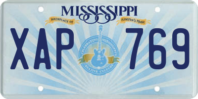 MS license plate XAP769