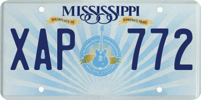 MS license plate XAP772