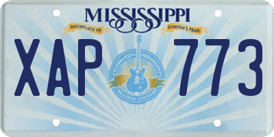 MS license plate XAP773