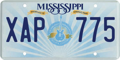 MS license plate XAP775