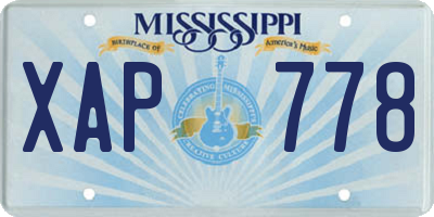 MS license plate XAP778