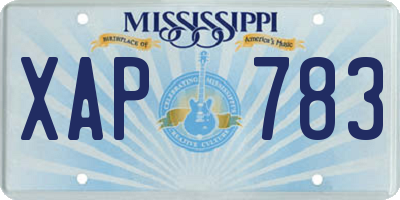 MS license plate XAP783