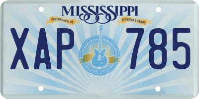 MS license plate XAP785