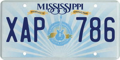 MS license plate XAP786