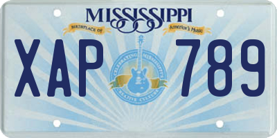 MS license plate XAP789