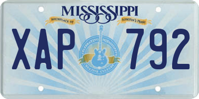 MS license plate XAP792
