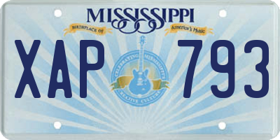 MS license plate XAP793