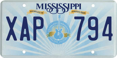 MS license plate XAP794