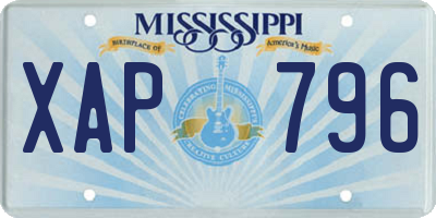 MS license plate XAP796
