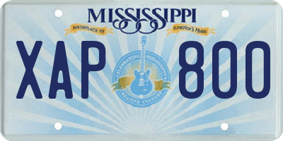 MS license plate XAP800