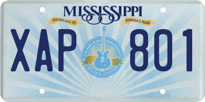 MS license plate XAP801
