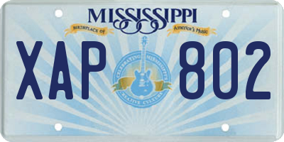 MS license plate XAP802
