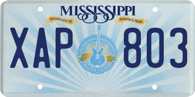 MS license plate XAP803