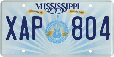 MS license plate XAP804