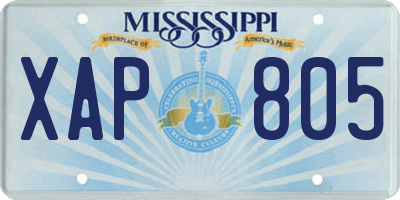 MS license plate XAP805