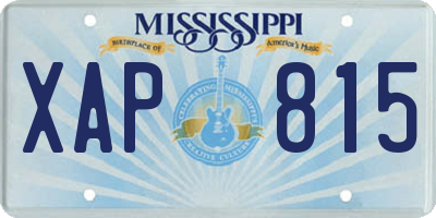 MS license plate XAP815