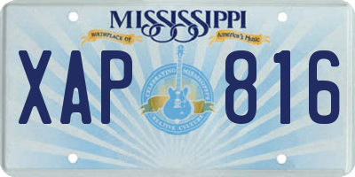 MS license plate XAP816