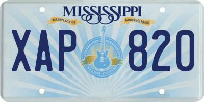 MS license plate XAP820